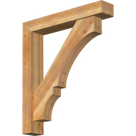 Ekena Millwork Balboa Block Rough Sawn Bracket w/ Offset Brace, Western Red Cedar, 6"W x 34"D x 38"H BKT0604X34X38BOA05RWR